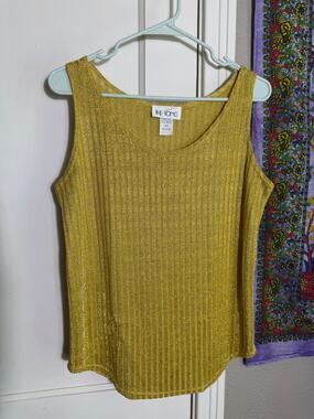 Vintage 90s The Icing Gold Lurex Metallic Knit Tank Top Made USA Large